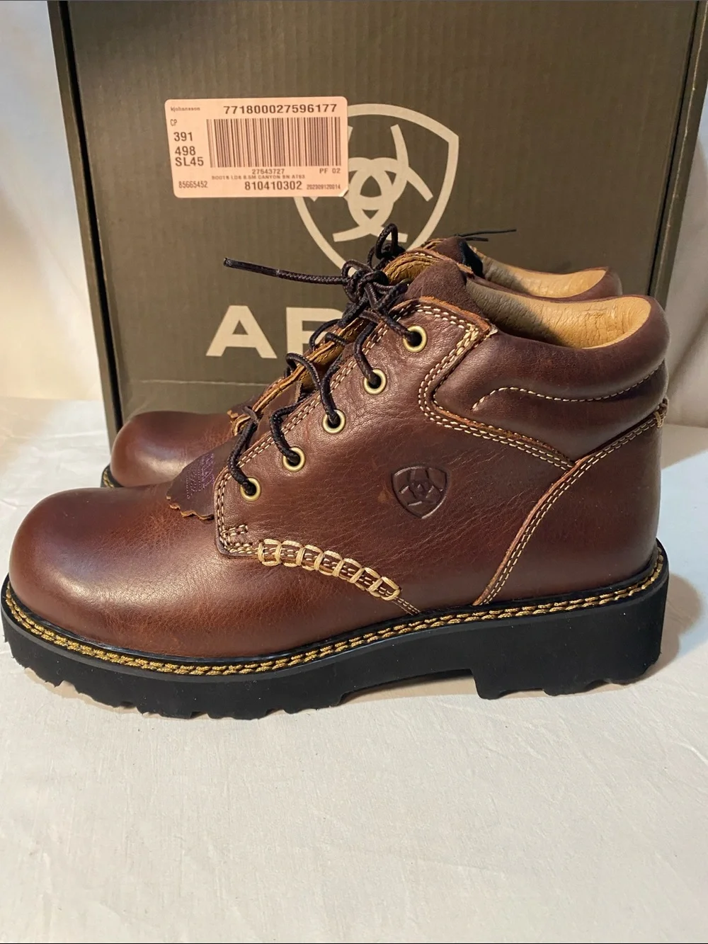Ariat Canyon Women’s Dark Brown Leather Lace-Up Work Boots 8.5 B NEW